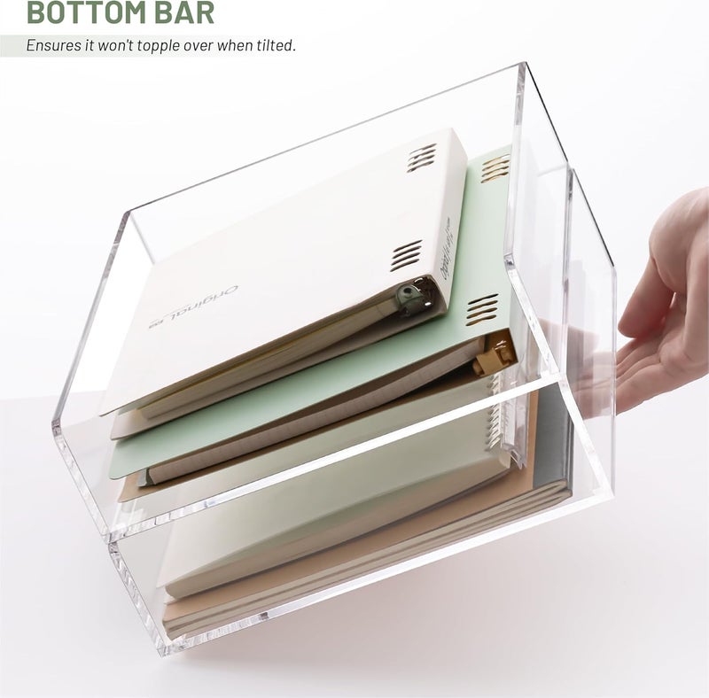 HeZone Paper Organizer Letter Tray, Clear Acrylic Paper Tray, School Teacher Office Supplies Organization, Stackable Desk File Organizer, Classroom Decor and Accessories-2 Pack… - Image 4